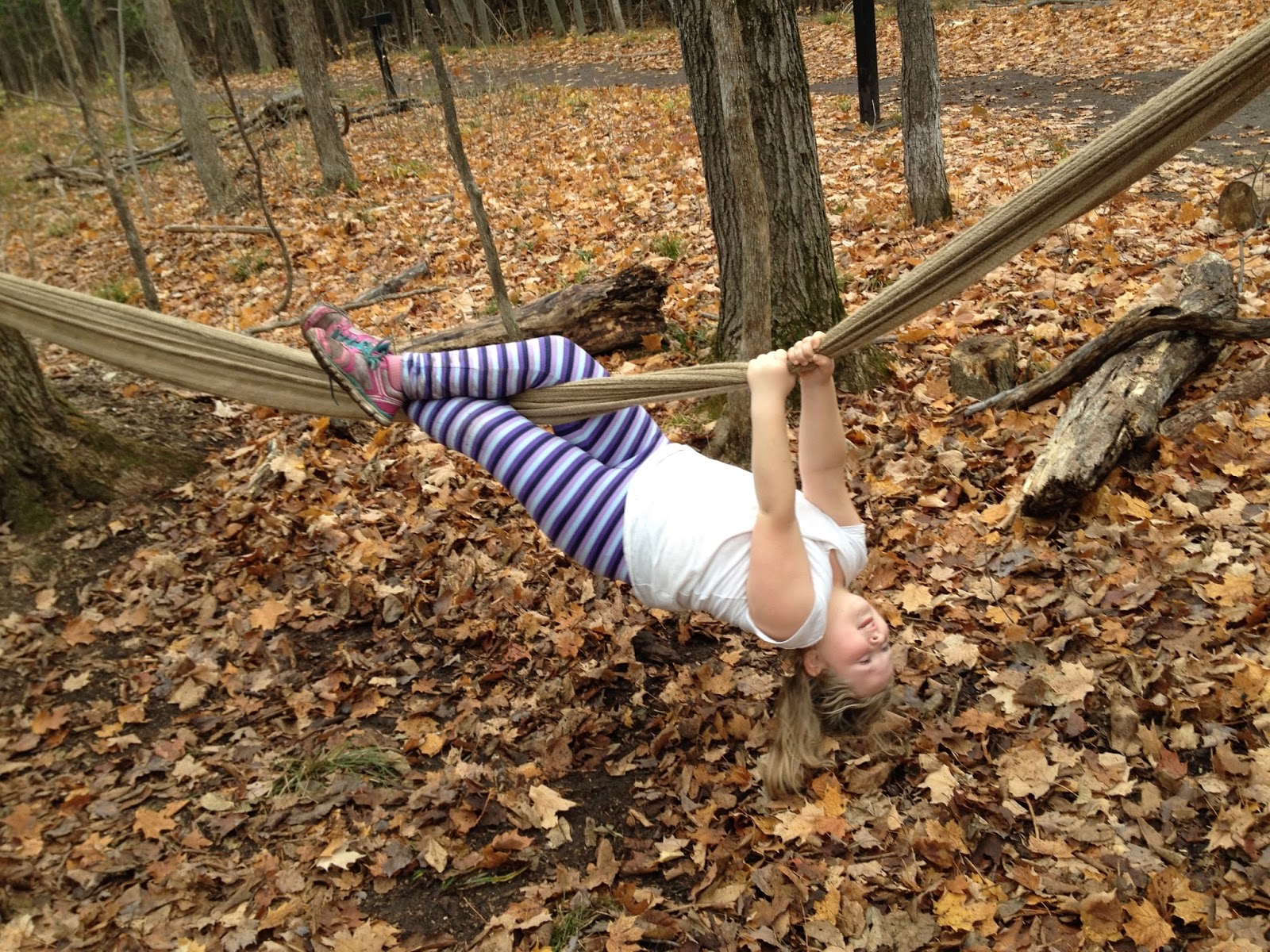 kid hanging upside down